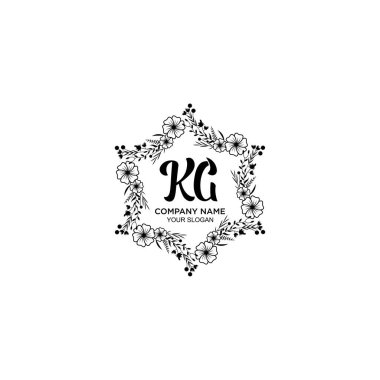KG Baş harfli Çiçek El Yazısı Logoları