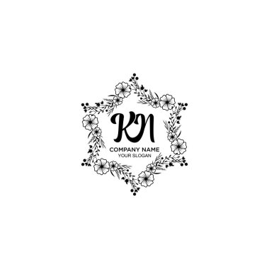 KN Baş harfli Çiçek El Yazısı Logoları