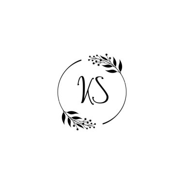 Minimalist Botanik Monogram KS Logo Tasarım Koleksiyonu