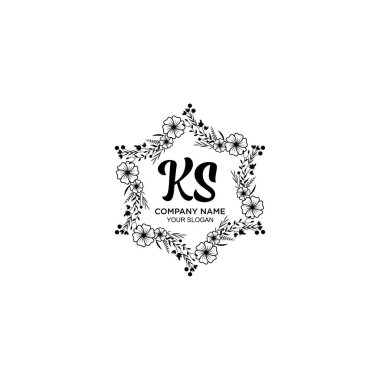 KS Baş harfli Çiçek El Yazısı Logoları