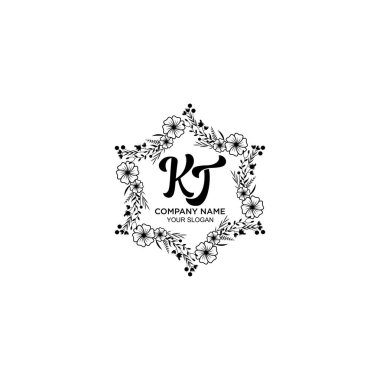KT Baş harfli Çiçek El Yazısı Logoları