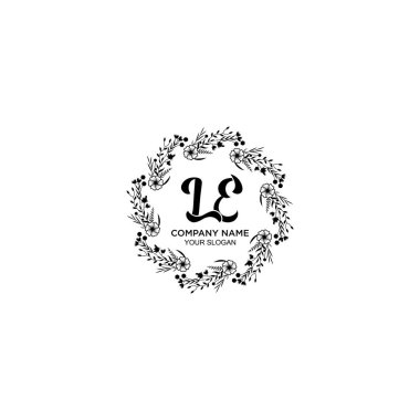 LE Baş harfli Çiçek El Yazısı Logoları