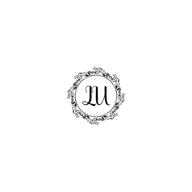 LU harfli Çiçek El Yazısı Monogram Logoları