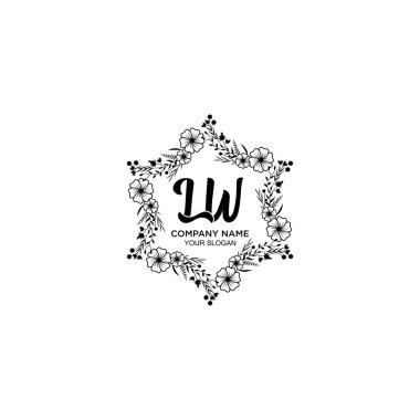 LW harfli Çiçek El Yazısı Monogram Logoları