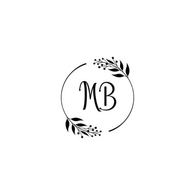 Minimalist Botanik Monogram MB Logo Tasarım Koleksiyonu