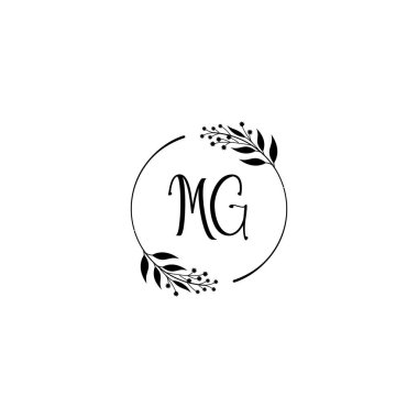 Minimalist Botanik Monogram MG Logo Tasarım Koleksiyonu