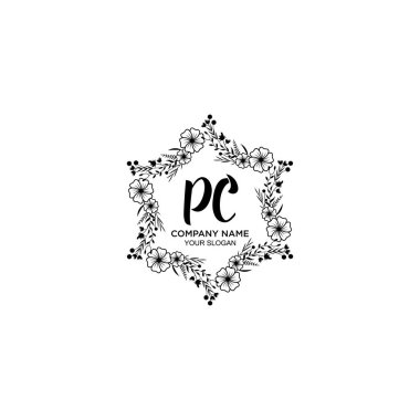 PC Baş harfli Çiçek El Yazısı Logoları