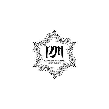 Baş harfli Çiçek El Yazısı Monogram Logoları