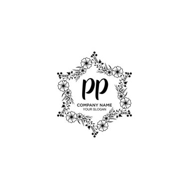 PP harfli Çiçek El Yazısı Logoları