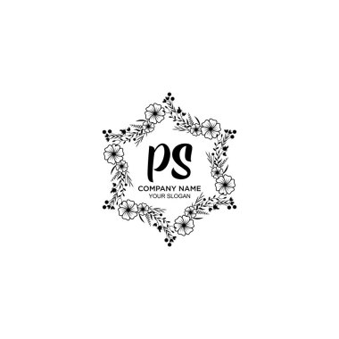 PS Baş harfli Çiçek El Yazısı Logoları