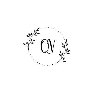 Minimalist Botanik Monogram QV Logo Tasarım Koleksiyonu
