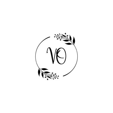 Minimalist Botanik Monogram VO Logo Tasarım Koleksiyonu