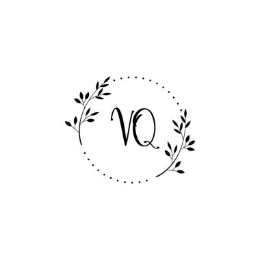 Minimalist Botanik Monogram VQ Logo Tasarım Koleksiyonu