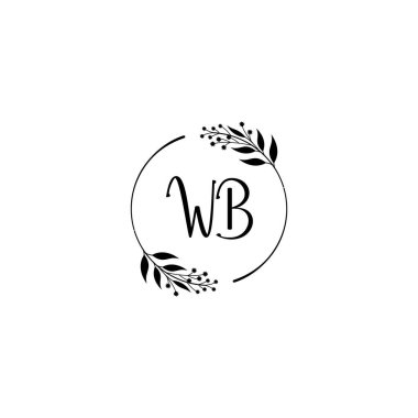 Minimalist Botanik Monogram WB Logo Tasarım Koleksiyonu