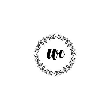 WC Baş harfli Çiçek El Yazısı Logoları