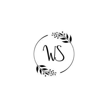 Minimalist Botanik Monogram WS Logo Tasarım Koleksiyonu