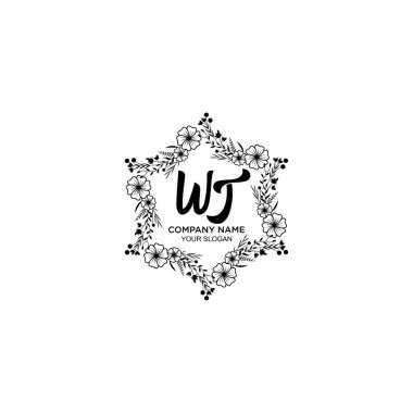 WT Baş harfli Çiçek El Yazısı Logoları
