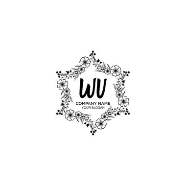 WV harfli Çiçek El Yazısı Monogram Logoları