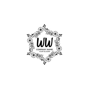 WW Baş harfli Çiçek El Yazısı Logoları