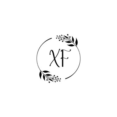Minimalist Botanik Monogram XF Logo Tasarımı Koleksiyonu