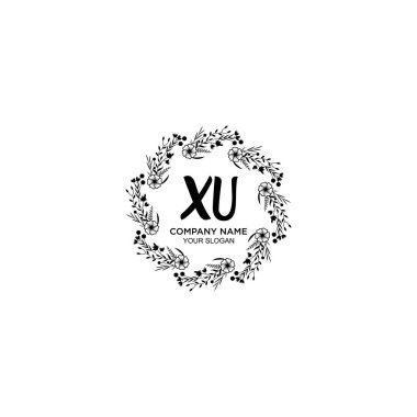 Çiçek El Yazısı Logoları XU Baş harfleriyle