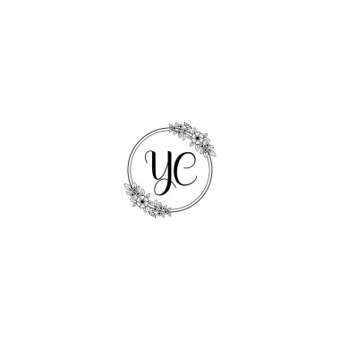 Minimalist Botanik Monogram YC Logo Tasarım Koleksiyonu