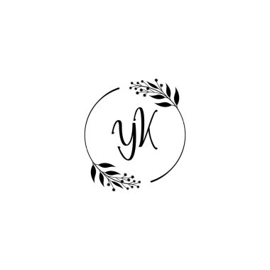 Minimalist Botanik Monogram YK Logo Tasarım Koleksiyonu