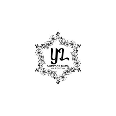 YL Baş harfli Çiçek El Yazısı Logoları