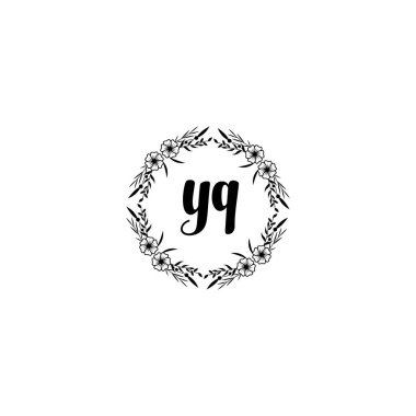 YQ harfli Çiçek El Yazısı Monogram Logoları