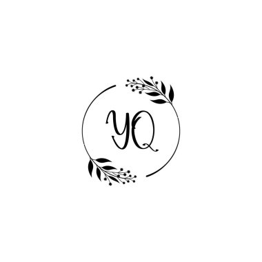 Minimalist Botanik Monogram YQ Logo Tasarım Koleksiyonu