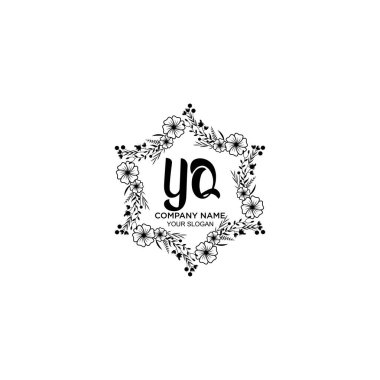 YQ harfli Çiçek El Yazısı Monogram Logoları