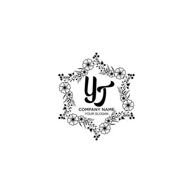 Üzerinde YT harfleri olan Çiçek El Yazısı Logoları