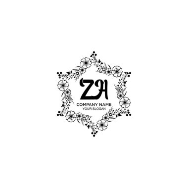 ZA Baş harfli Çiçek El Yazısı Logoları