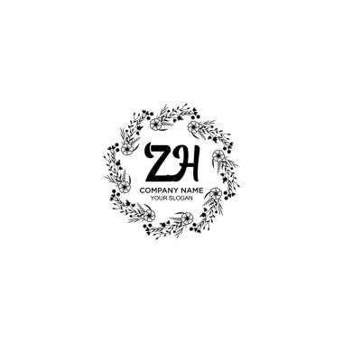 ZH harfli Çiçek El Yazısı Logoları
