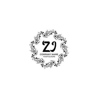 ZJ harfli Çiçek El Yazısı Logoları