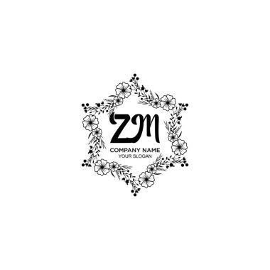 ZM harfli Çiçek El Yazısı Logoları
