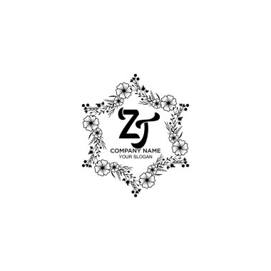 ZT harfli Çiçek El Yazısı Logoları