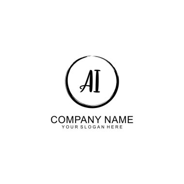 Çember ve Tüy Elementleri ile El Yazısı Yapısal Logo