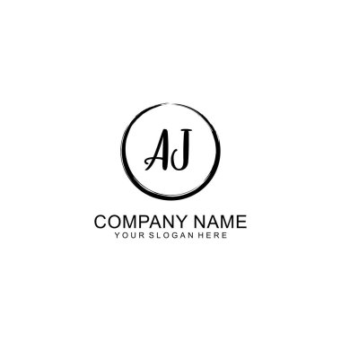 Çember ve Tüy Elementleri ile El Yazısıyla AJ İlk Logosu