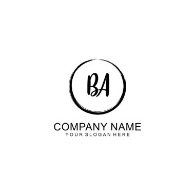 Çember ve Tüy Elementleri ile el yazısıyla yazılmış BA İlk Logosu