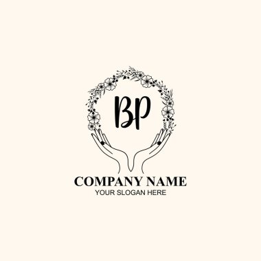 Çiçek El Yazısı Doğa ve El Elementleri ile Baş Logo Tansiyonu