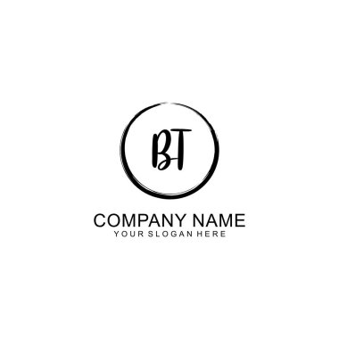 Çember ve Tüy Elementleri ile El Yazısıyla BT İlk Logosu