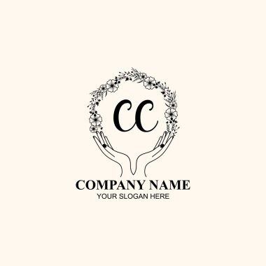 Çiçek El Yazısı Doğa ve El Elementleri ile İlk Logo CC