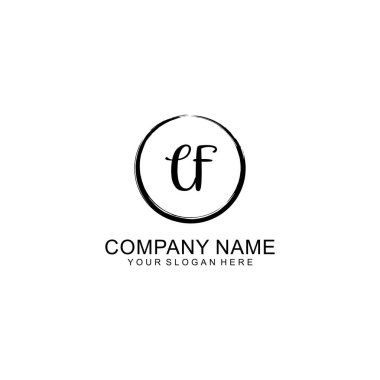 Çember ve Tüy Elementleri ile El Yazısıyla CF İlk Logosu