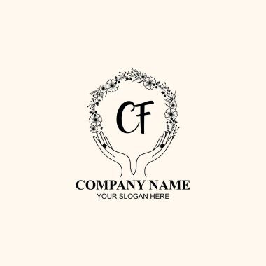 Çiçek El Yazısı Doğa ve El Elementleri ile İlk Logo CF