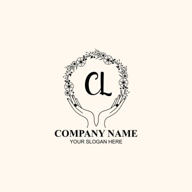 Çiçek El Yazısı Doğa ve El Elementleri ile İlk Logo CL