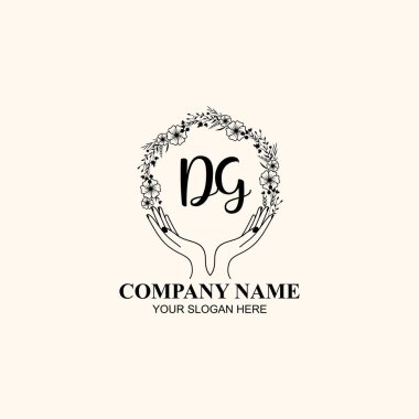 Çiçek El Yazısı Doğa ve El Elementleri ile Baş Logo Genel Müdürlüğü