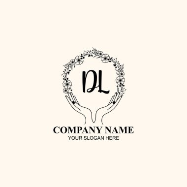 Çiçek El Yazısı Doğa ve El Elementleri ile Baş Logosu