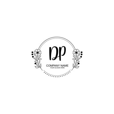 Minimalist El Çizimi DP Çiçek ve El Elementleri ile İlk Logo