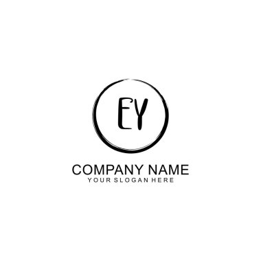 Çember ve Tüy Elementleri ile El Yazısı EY Başlangıç Logosu